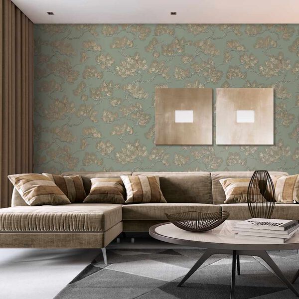 DUTCH WALLCOVERINGS Tapete Kiefer-Motiv Gr&uuml;n