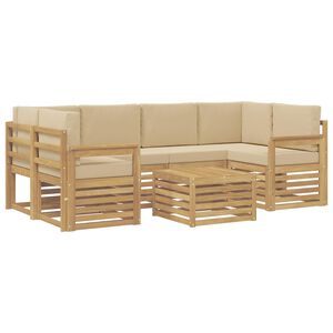 vidaXL Outdoor-Sofagarnitur 7 stk. Wei&szlig; und Beige Polyester