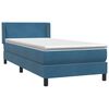 vidaXL Boxspringbett mit Matratze Dunkelblau 100x210 cm Samt
