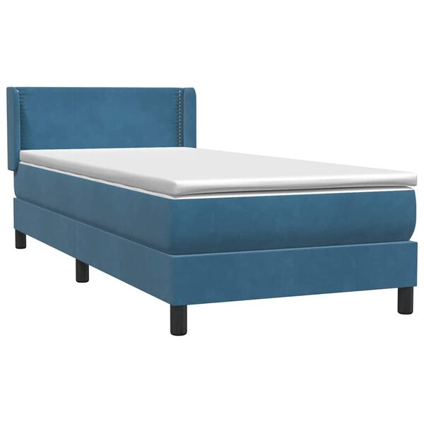 vidaXL Boxspringbett mit Matratze Dunkelblau 100x210 cm Samt