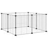 vidaXL 8-Panel-Haustierk&auml;fig Schwarz 70x70x35 cm Stahl