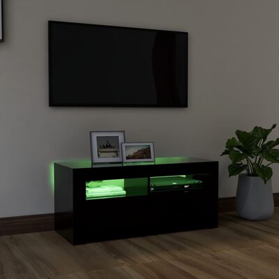 vidaXL TV-Schrank mit LED-Beleuchtung Schwarz 90x35x40 cm