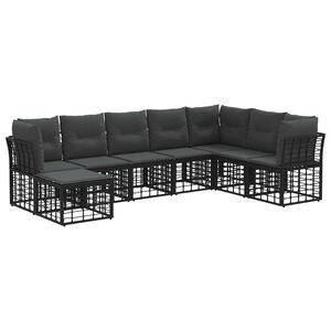 vidaXL Outdoor-Sofagarnitur Schwarz Polyester