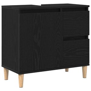 vidaXL Badezimmerschrank mit Tür Schwarz Eichen-Optik 65 x 33 x 60 cm