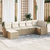 vidaXL Garten-Sofa-Set mit Kissen 7 pcs Beige Poly Rattan