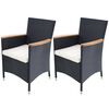vidaXL Gartenst&uuml;hle 2 Stk. mit Polstern Poly Rattan Schwarz