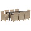 vidaXL Garten Essgruppe 9 pcs Beige Poly-Rattan