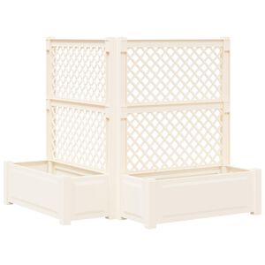 vidaXL Gro&szlig;er Pflanzer mit Rankgitter 2 pcs Wei&szlig; 143 x 143 x 133,5 cm
