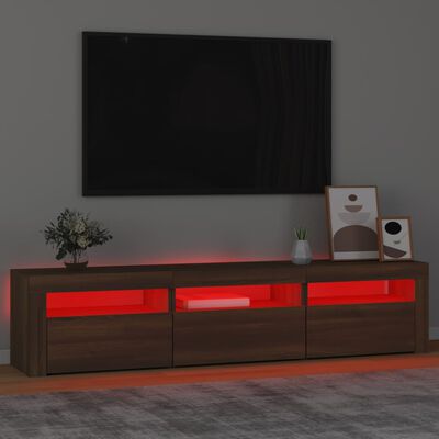 vidaXL TV-Schrank mit LED-Leuchten Braun Eichen-Optik 180x35x40 cm
