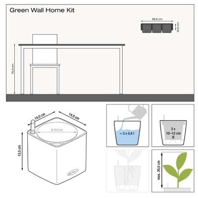 LECHUZA Pflanzgefäße 3 Stk. Green Wall Home Kit Weiß