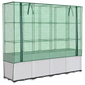 vidaXL Hochbeet mit Gew&auml;chshaus-Aufsatz Rattan-Optik 160x40x153 cm