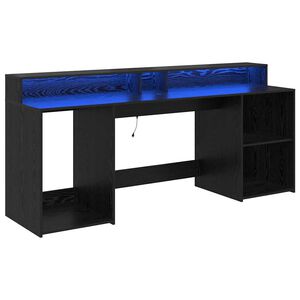 vidaXL Schreibtisch mit Speicher Schwarz Eichen-Optik 200 x 55 x 91 cm