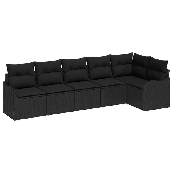 vidaXL Gartensofa-set mit Speicher 6 pcs Schwarz Poly-Rattan