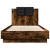 vidaXL Bettgestell mit Kopfteil und LED-Leuchten Räuchereiche 75x190cm