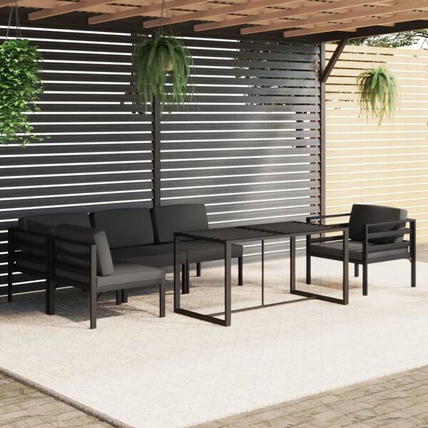 vidaXL 6-tlg. Garten-Lounge-Set mit Kissen Aluminium Anthrazit