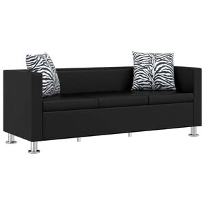 vidaXL Sofa 3-Sitzer Kunstleder Schwarz