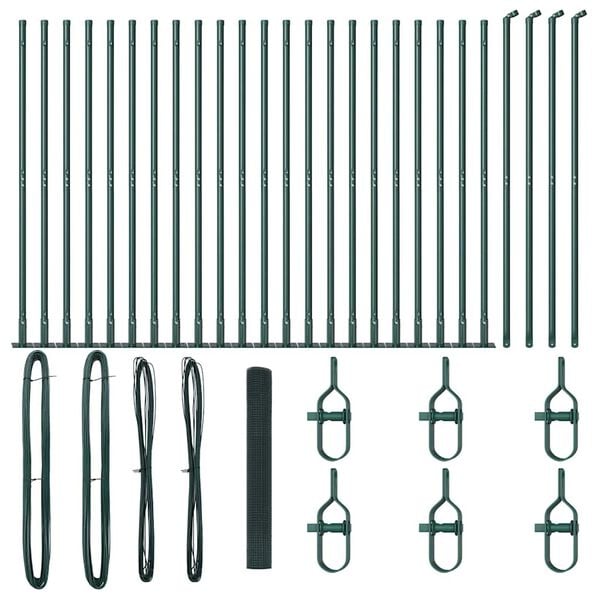 vidaXL Zaunpfosten Gr&uuml;n 50 x 1,2 m (12 x 12 mm Maschen) Stahl und PVC