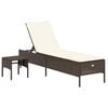 vidaXL Sonnenliege mit Tisch und Auflage Braun Poly Rattan