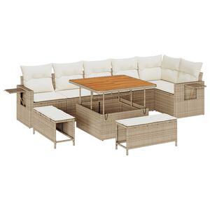 vidaXL Gartensofa-set 9 pcs Beige Poly-Rattan