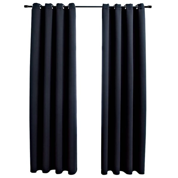 vidaXL Verdunkelungsvorh&auml;nge mit Ringen 2 Stk. Schwarz 137x213 cm Stoff