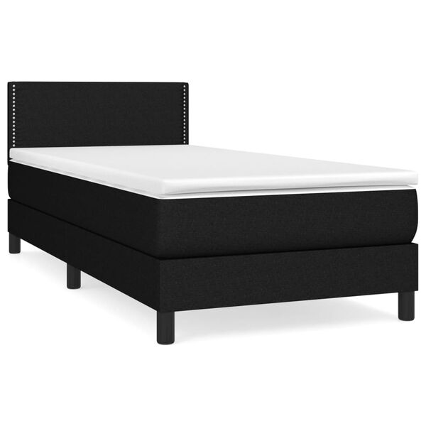vidaXL Boxspringbett mit Matratze Schwarz 90x200 cm Stoff