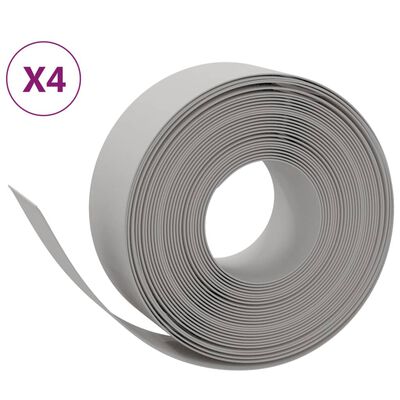 vidaXL Rasenkanten 4 Stk. Grau 10 m 20 cm Polyethylen