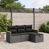 vidaXL 4-tlg. Garten-Sofagarnitur mit Kissen Schwarz Poly Rattan