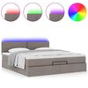 vidaXL Ottomane Bett mit Matratze & LEDs Taupe 180x200 cm Stoff