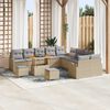 vidaXL Garten-Sofa-Set mit Kissen 13 pcs Beige Poly Rattan