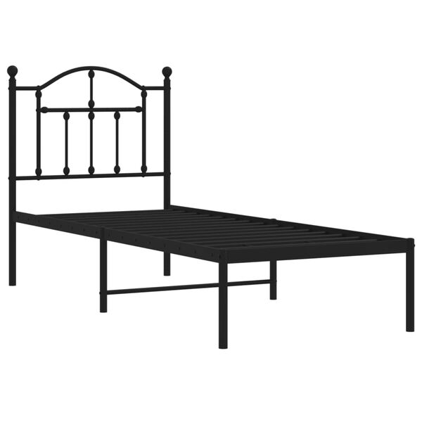 vidaXL Bettgestell mit Kopfteil Metall Schwarz 75x190 cm
