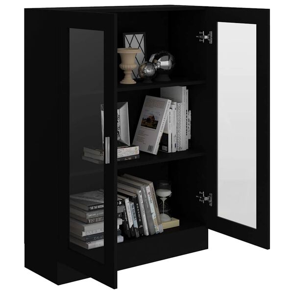 vidaXL Vitrinenschrank Schwarz 82,5x30,5x115 cm Holzwerkstoff