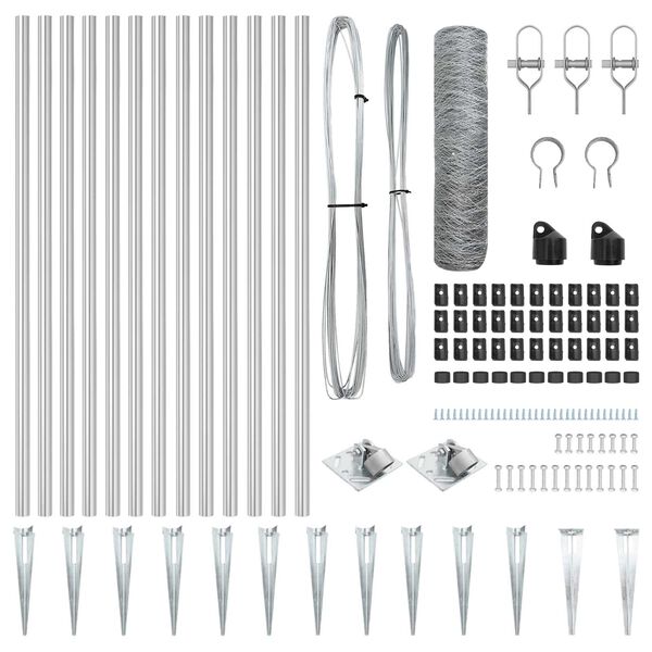 vidaXL Zaunpfosten Silber 25 x 1 m (36 mm Maschen) Stahl