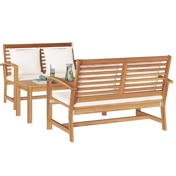 vidaXL Gartensofa-set 3 pcs Natur Massivholz Teak
