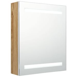 vidaXL LED-Bad-Spiegelschrank Wei&szlig; und Eichen-Optik 50x14x60 cm