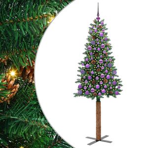 vidaXL Schlanker Weihnachtsbaum mit 300 LEDs mit St&auml;nder Gr&uuml;n 180 cm
