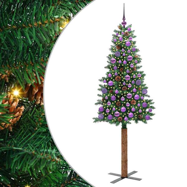 vidaXL Schlanker Weihnachtsbaum mit 300 LEDs mit Ständer Grün 180 cm