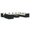 vidaXL 11-tlg. Garten-Lounge-Set mit Kissen Schwarz Poly Rattan