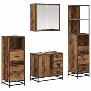 vidaXL Badezimmerm&ouml;bel-Set mit Schubladen 4 pcs Altholz Holzwerkstoff