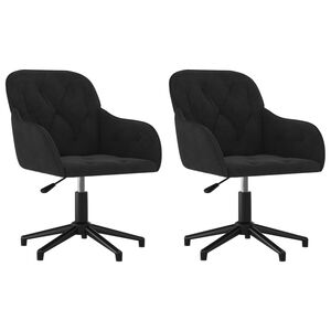 vidaXL Esszimmerst&uuml;hle 2 Stk. Drehbar Schwarz Samt