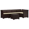 vidaXL 5-Sitzer Gartensofa mit Kissen Rattan-Look PP Braun