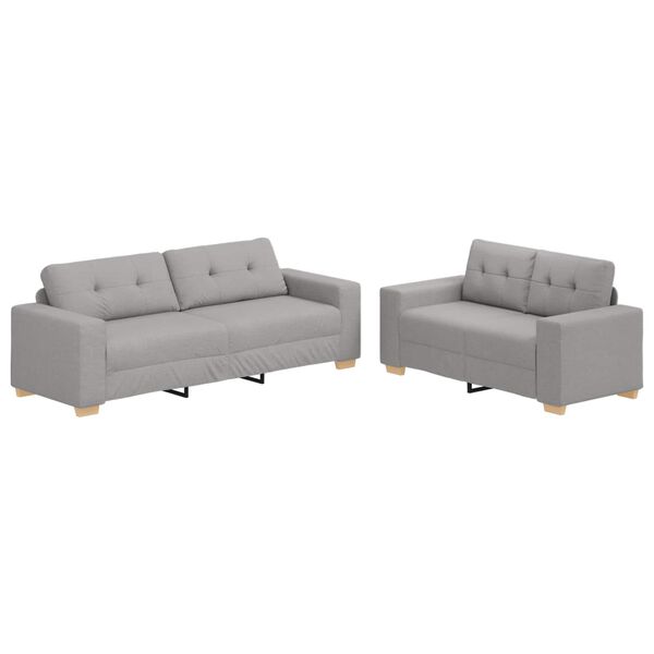 vidaXL Sofa 2 pcs Grau Leinenmischgewebe