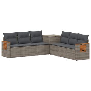 vidaXL Sofa Set 7 stk. Grau und Dunkelgrau Polyrattan und Stahl