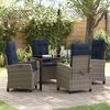 vidaXL Garten Essgruppe mit Kissen 5 pcs Grau Poly-Rattan