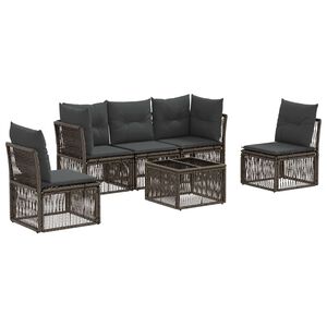 vidaXL Gartensofa-set 6 stk. Grau Poly-Rattan