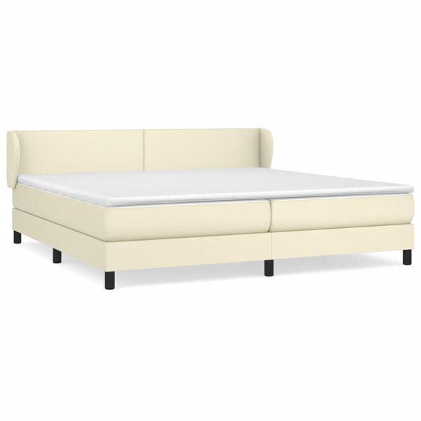 vidaXL Boxspringbett mit Matratze Creme 200x200 cm Kunstleder
