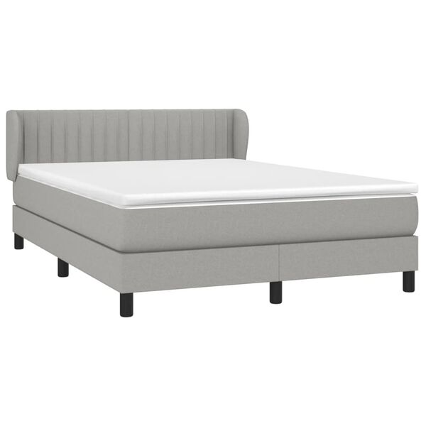 vidaXL Boxspringbett mit Matratze Hellgrau 140x200 cm Stoff