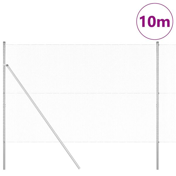 vidaXL Zaunpfosten Silber 10 x 1,5 m (13 mm Maschenweite) Stahl