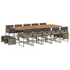 vidaXL 15-tlg. Garten-Essgruppe mit Kissen Grau Poly Rattan