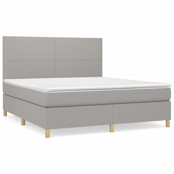 vidaXL Boxspringbett mit Matratze Hellgrau 180x200 cm Stoff