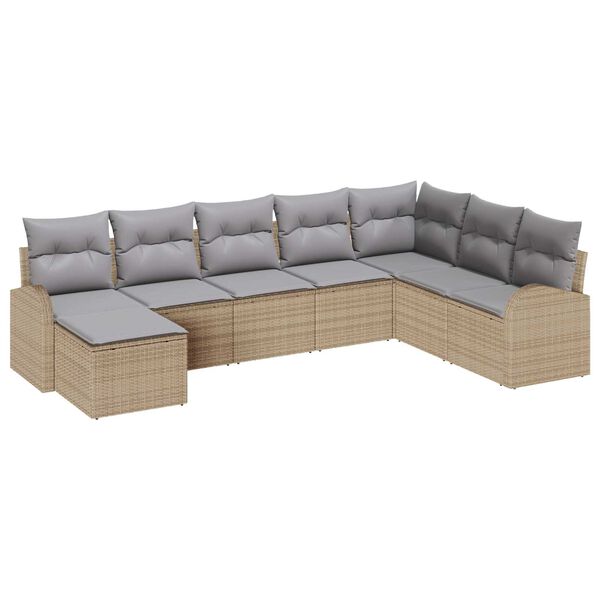 vidaXL Sofa Set mit Kissen 8 pcs Beige und hellgrau Poly-Rattan